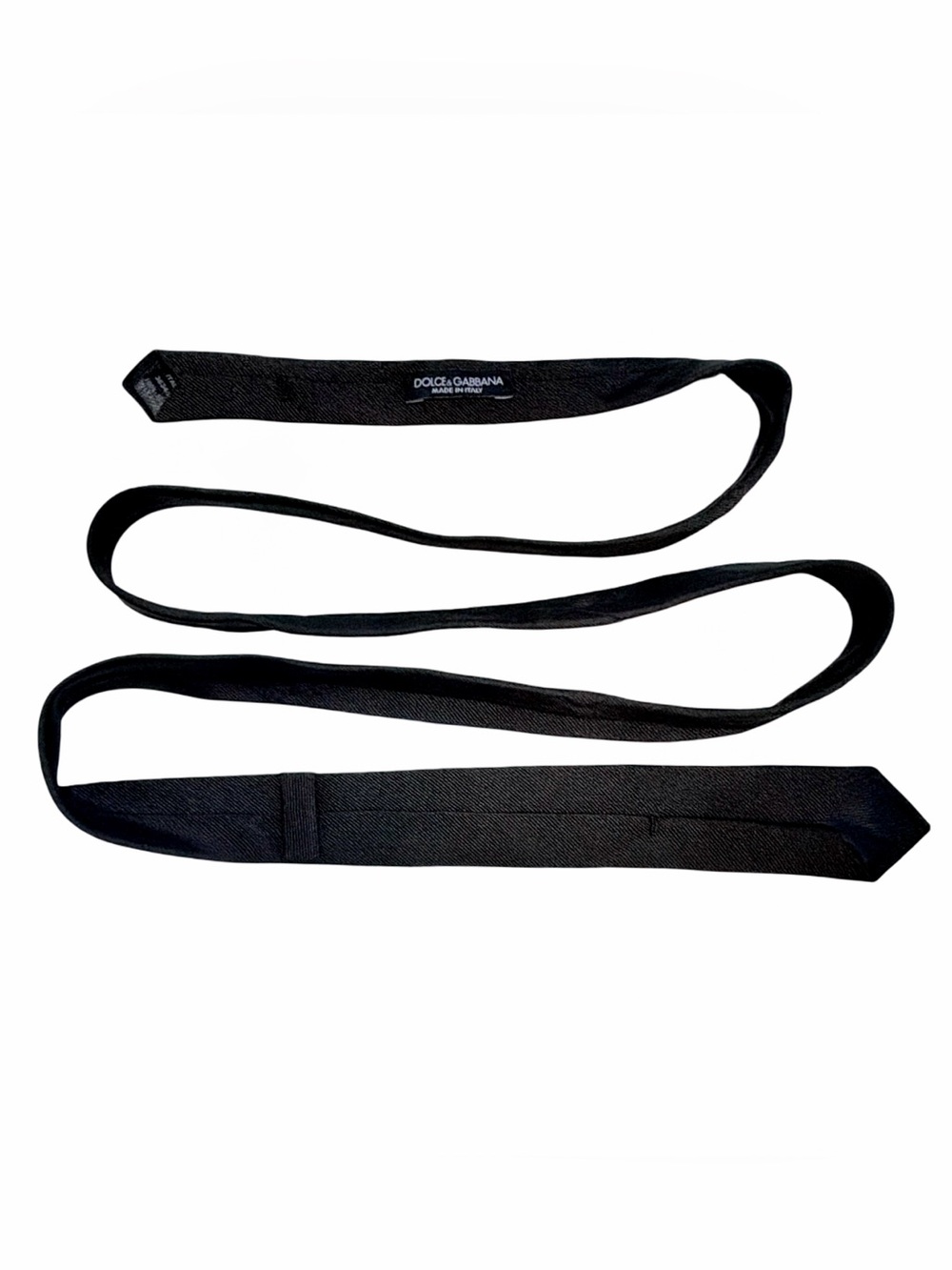 Dolce & Gabbana Textured Silk ‘Skinny’ Tie | 60” x 2” | Midnight Black - Picture 11 of 13